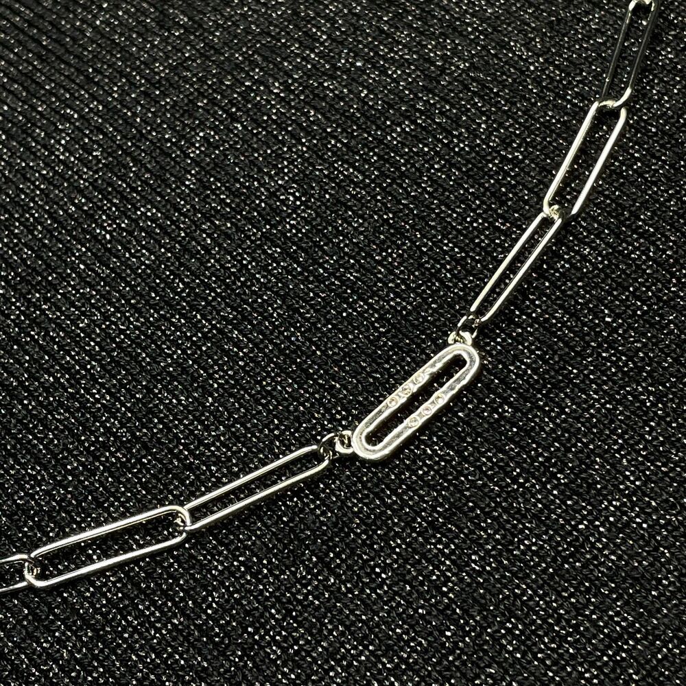 ~ Marlyn Schiff Pave Link Necklace 16-18" Silvertone / Cubic Zirconia - Picture 5 of 15